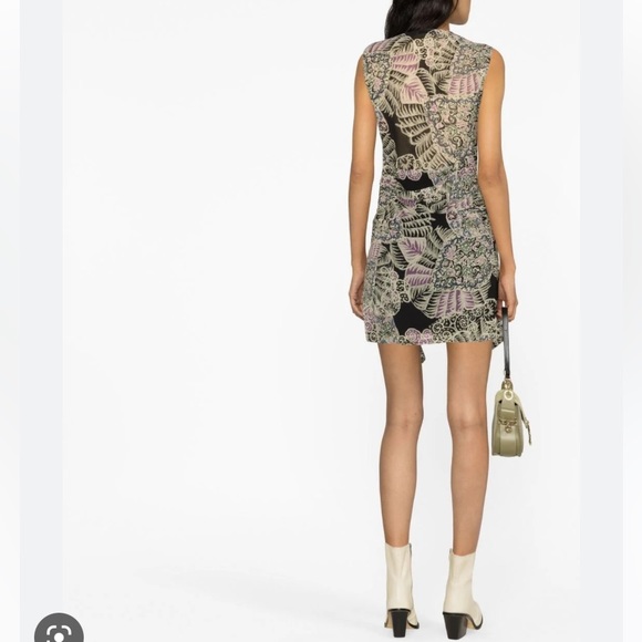 NWT IRO PARIS Rolina Twist Front Draped Printed Sleeveless SILK Mini Dress 36 - Picture 11 of 13